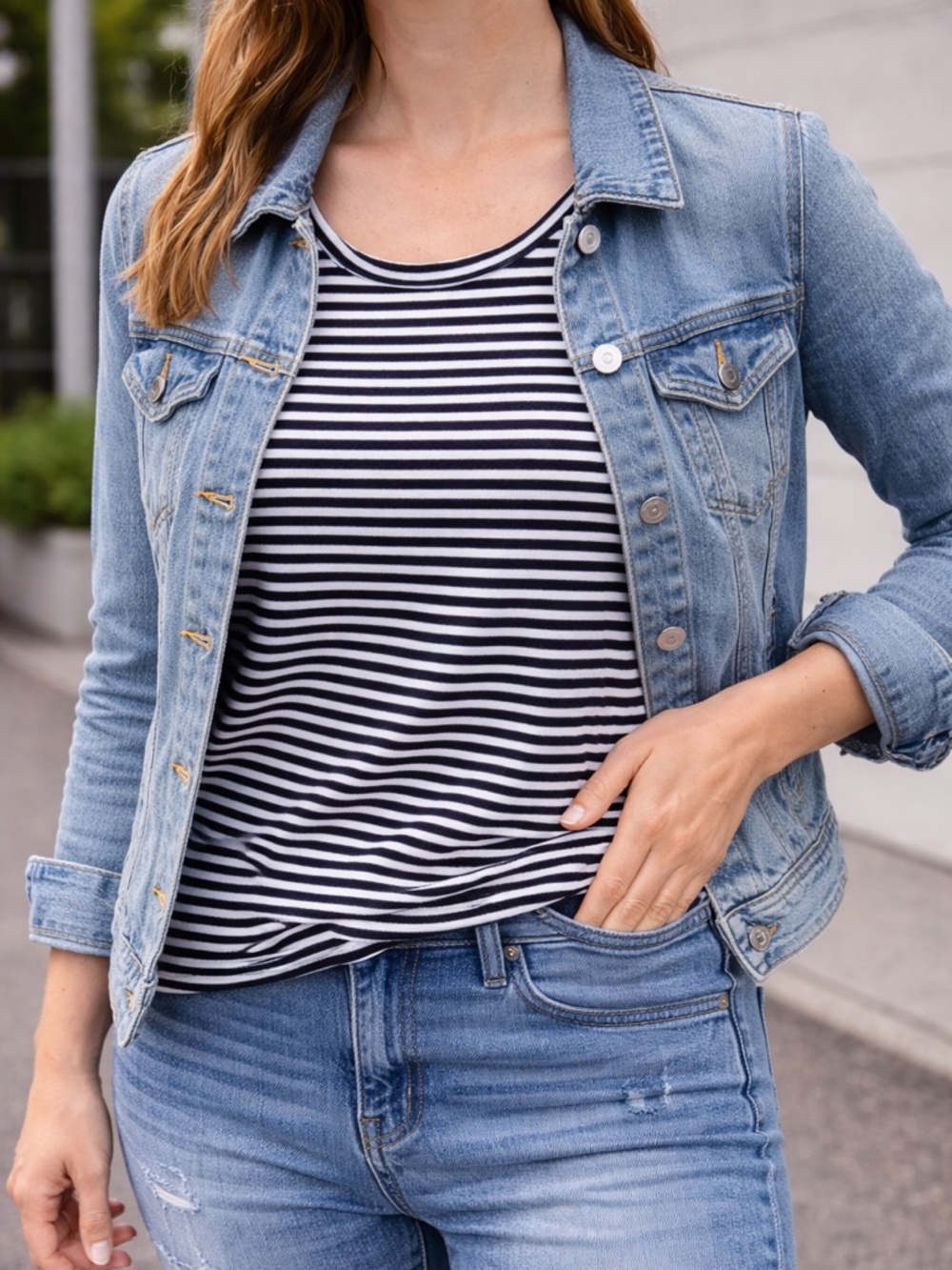 Michael Kors Navy & White Striped Sleeveless Tank